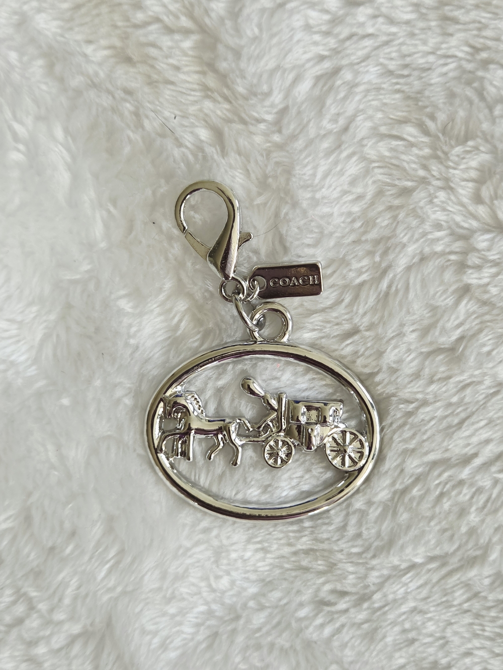 Silver Horse & Carriage Zipper Charm
